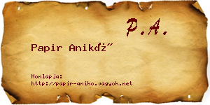Papir Anikó névjegykártya
